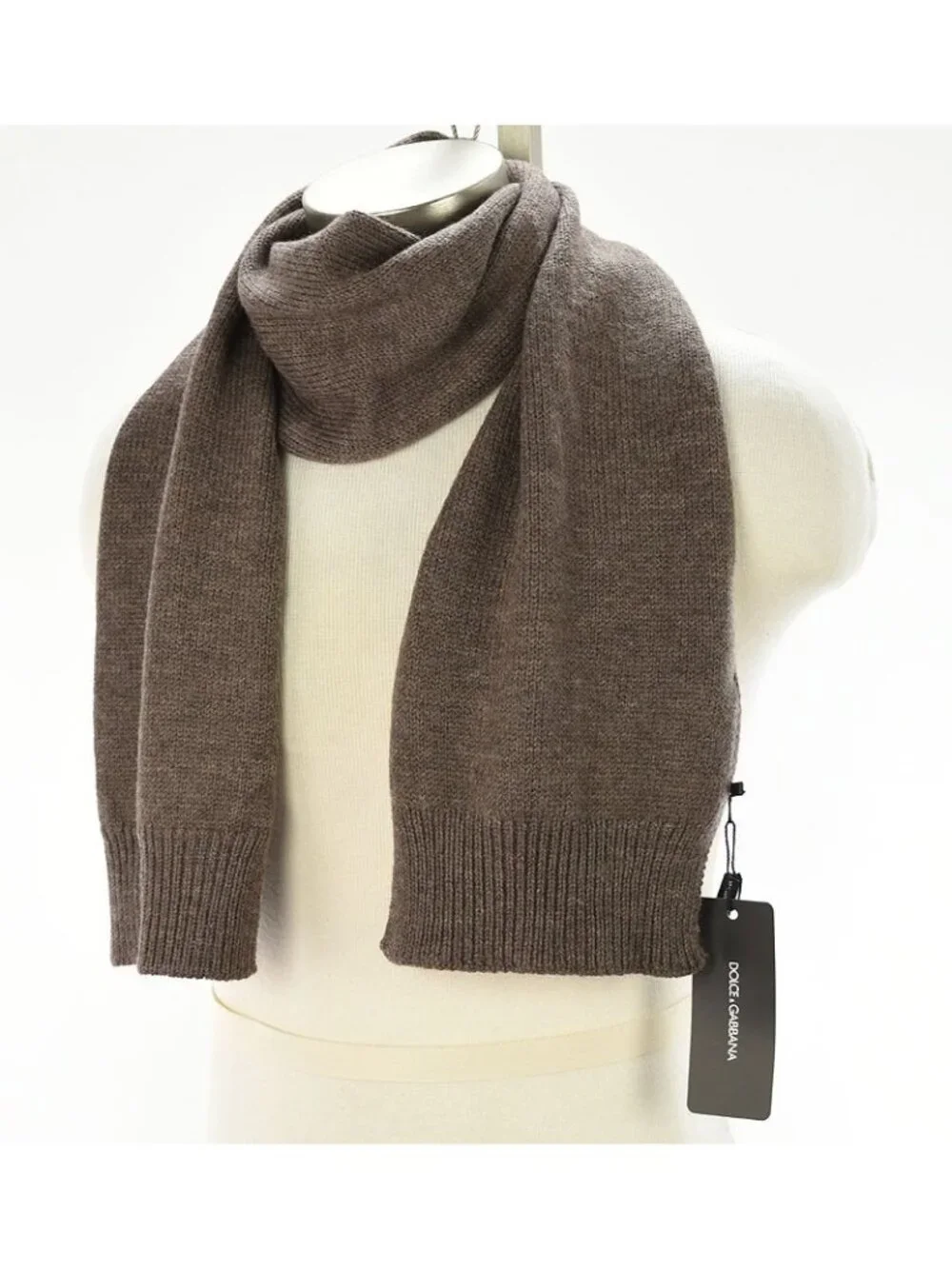 DOLCE & GABBANA Mocha Brown Medium Weight Wool Scarf Italy NWT